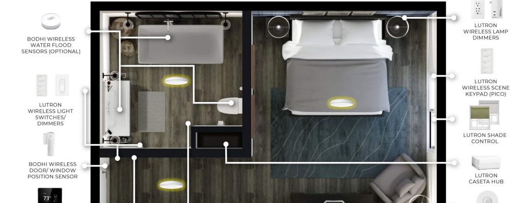 Add Bodhi to Lutron’s low-cost Caséta to create a powerful lighting, shading and climate control solution for any hotel, resort, or multi-resident community.